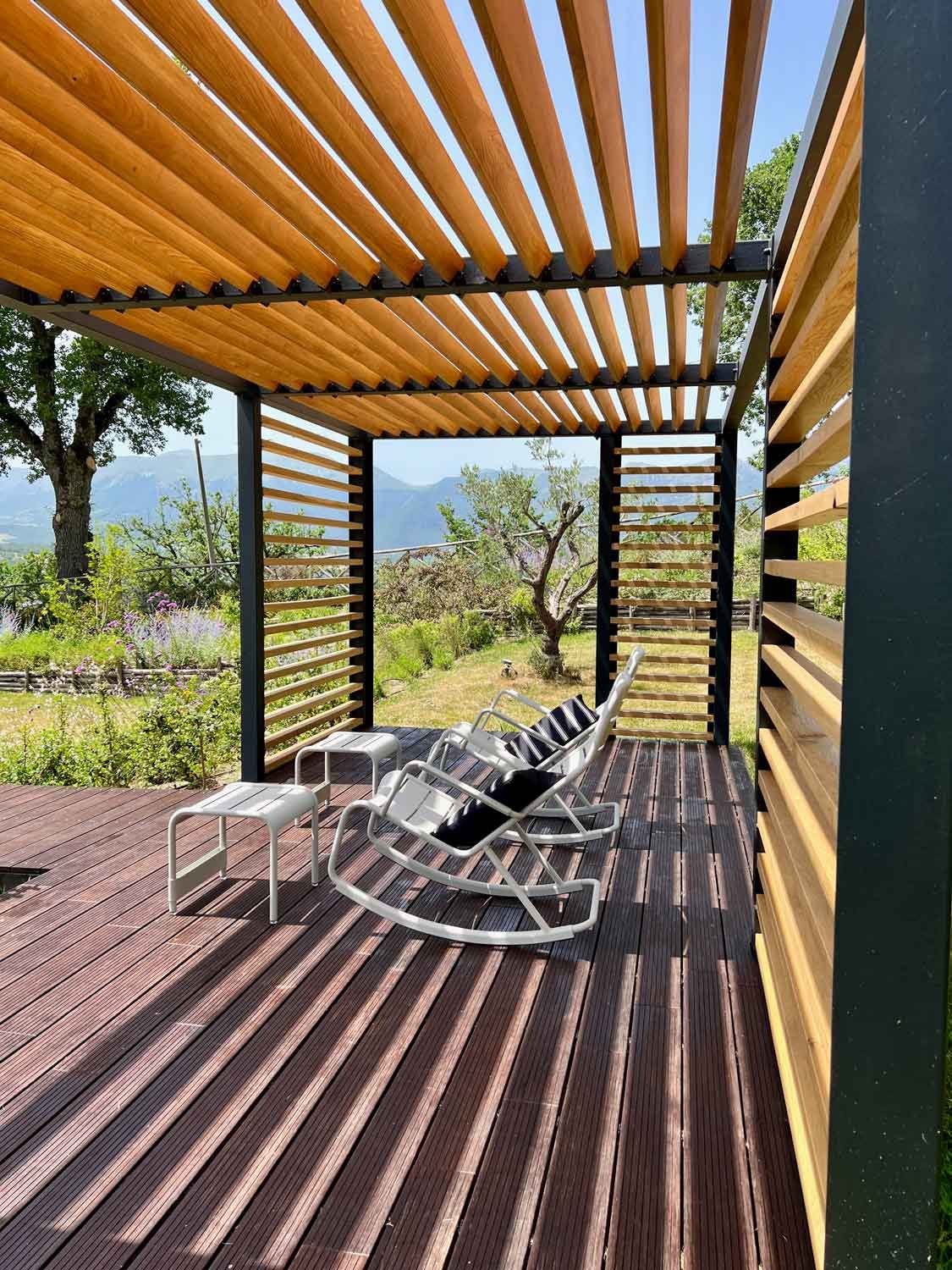 Outdoor shade house near the swimming pool