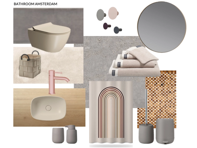 Bathroom interior design moodboard for Apartment Amsterdam