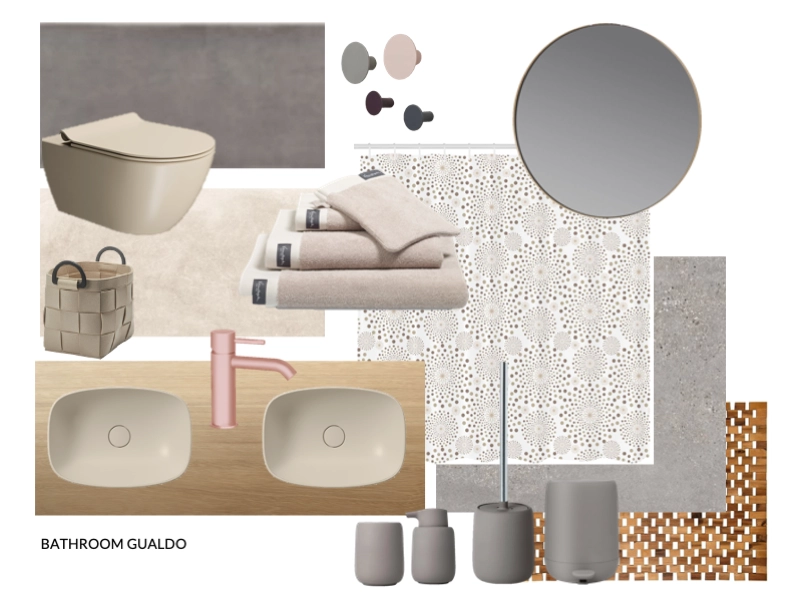 Bathroom interior design moodboard for Apartment Gualdo
