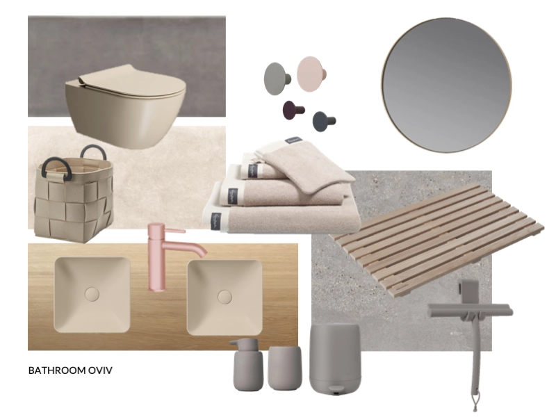 Bathroom interior design moodboard for Apartment Oviv