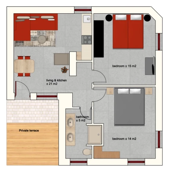 Floor plan of Apartment Gualdo at Colpo di Fortuna